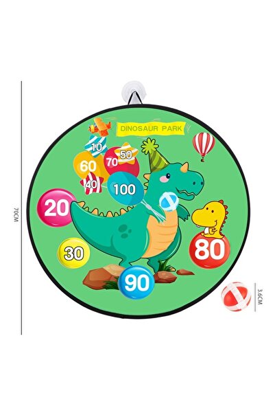 Flippy Darts Game for Kids, 70 cm Folding Board, 8 Velcro Balls, 2 Light-up Balls, Dinosaur Park, Gr