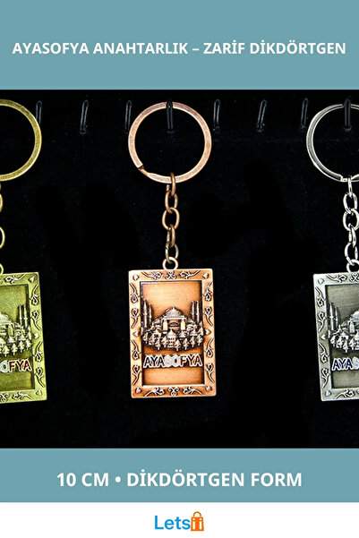 Letsii سلسلة مفاتيح معدنية على شكل الأيا صوفيا بتصميم مستطيل 10 سم