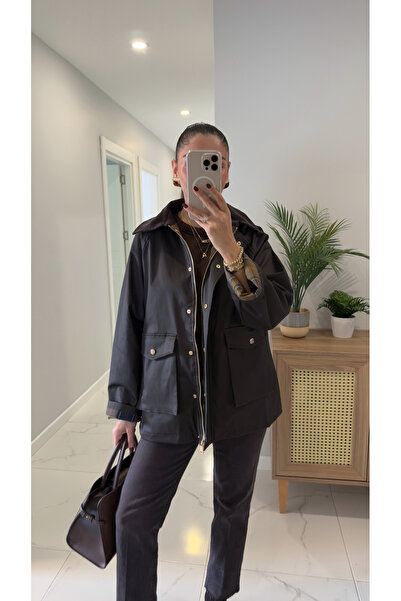 BİRCANÇİL سترة موسا أكي باركا ذات ياقة مخملية باللون البني