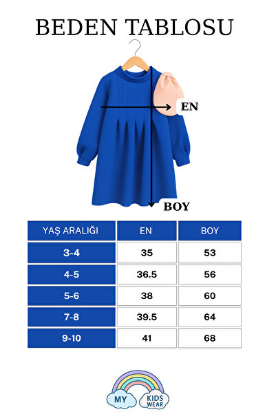 My Kids Wear Kız Çocuk Şık Dökümlü Doğum Günü Elbisesi 3-10 Yaş 12236