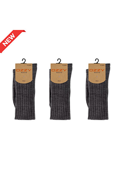Ozzy Socks 3-Piece Winter Women's Wool Sleeping Socks Soft Touch Anthracite Color Heat Retaining Socks