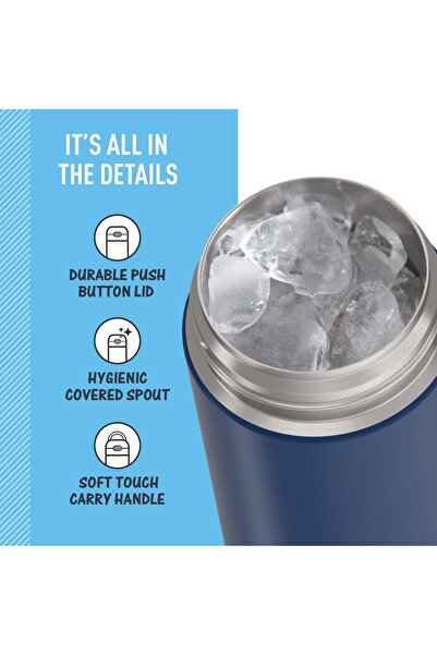 Thermos Funtainer Vacuum-Insulated Stainless Steel Water Bottle, 16 oz - Wide Mouth with Lid