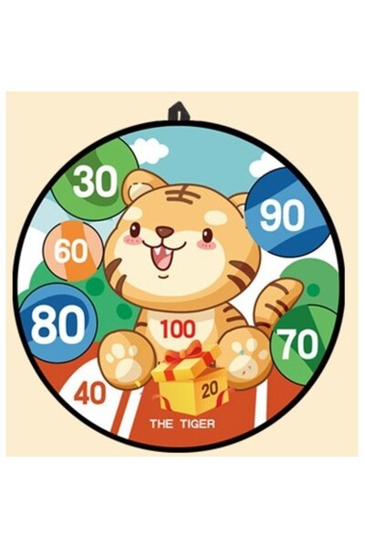 Flippy Darts Game for Children, Foldable Board 36.5 cm, 8 Velcro Balls, 2 Flashing Balls, Tiger Mode