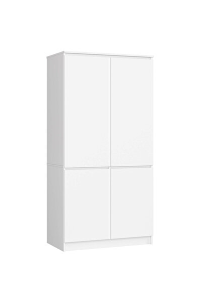 SERSIMO Dulap cu 4 uși, rafturi și bară pentru umerașe, PAL laminat, 90x51x180 cm, alb mat