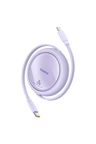 Baseus Free2Pull USB-C 20W Makaralı Hızlı Şarj ve Data Kablosu, Mor