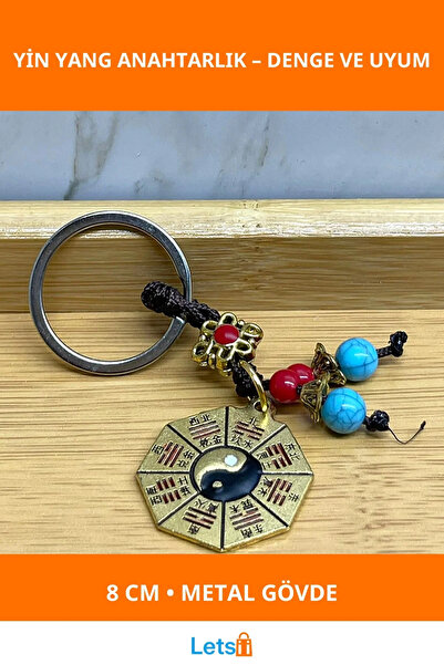 Letsii سلسلة مفاتيح معدنية ملونة يين يانغ، إكسسوار أنيق ومتين