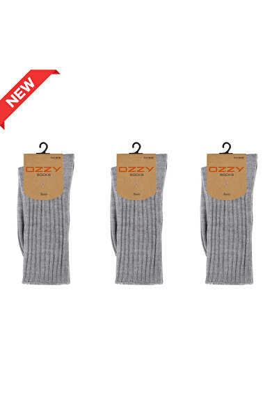 Ozzy Socks 3-Piece Winter Women's Wool Sleeping Socks Soft Touch Gray Color Heat Retaining Socks
