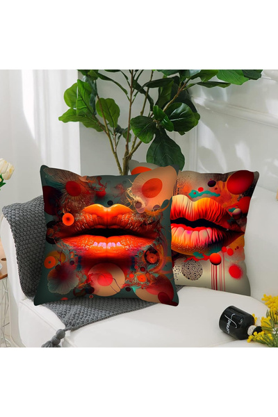 OEM Decorative pillowcases with lips pattern 45x45 cm set of 4 pieces