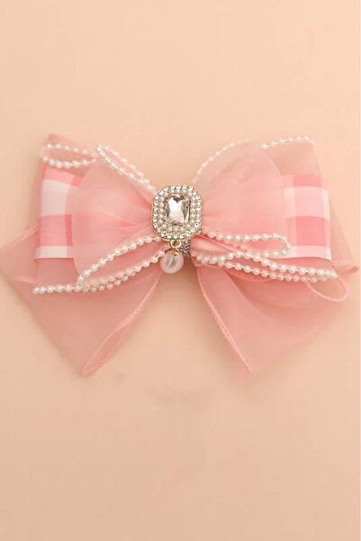 TAKIŞTIR Pink Color Ribbon Figured Pearl Detailed Vending Machine Buckle