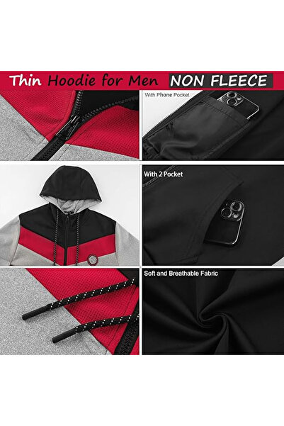 OEM Lightweight, breathable sports sweatshirt with hood and pockets, 3 colors 2XL