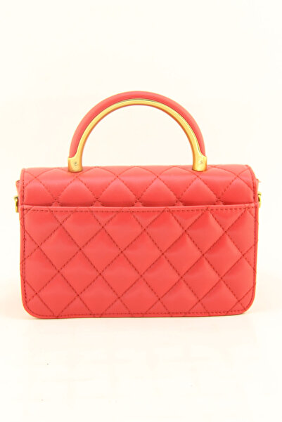 HNB Women's Red Quilted Box Double Strap Crossbody Bag