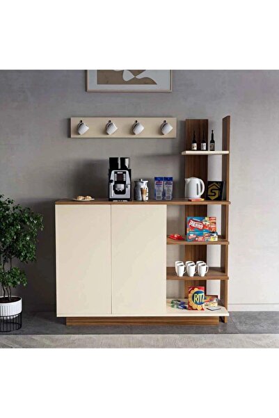 Stylish Home طاولة ركن قهوة بني وبيج بسيط وكلاسيك - RC06