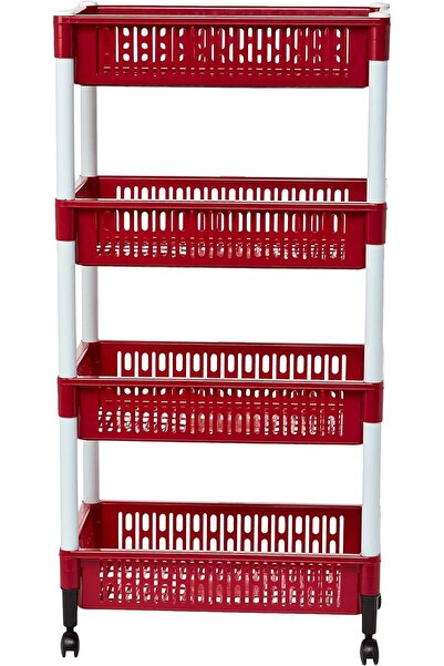 Cosmoplast Multipurpose Plastic Trolley Vegetable Rack 4 Tiers