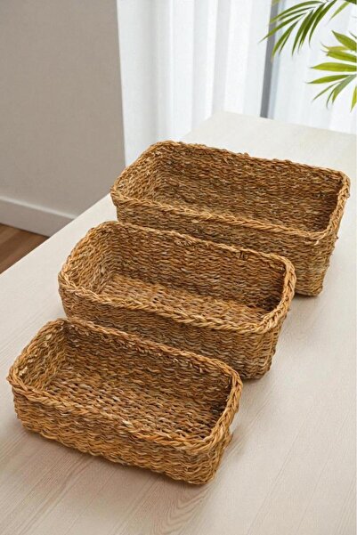 Digithome 3-Piece Natural Rectangular Organizer Basket -Pnl-Ph31 S/3