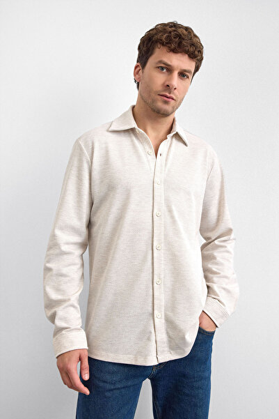 Back And Bond Cămașă bej Regular Fit din material subțire