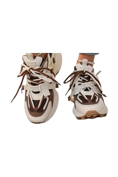 OEM - Adult sports shoes Nosy, brown with white, size 35