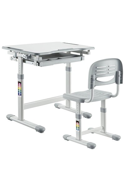 Star-Line Novelty C5 children's desk and chair, height adjustable, gray, 66.4 x 76 x 47.4 cm