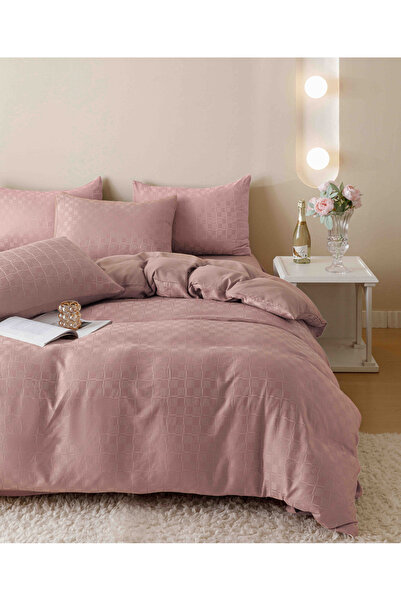 JOJO HOME Bed linen set, fine jacquard, 6 pieces, 230x250cm, Powder Pink