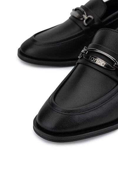 Tamer Tanca Women's Genuine Leather Black Loafer Shoes