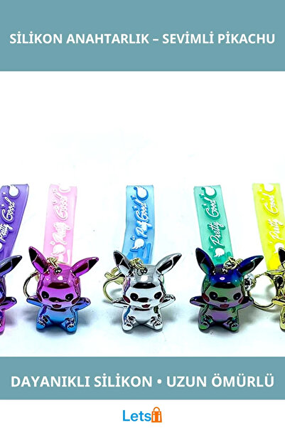 Letsii حلية حقيبة مفاتيح لطيفة على شكل بيكاتشو مصنوعة من السيليكون