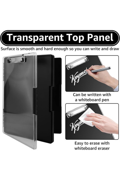 OEM Black A4 clipboard with sheet storage compartment