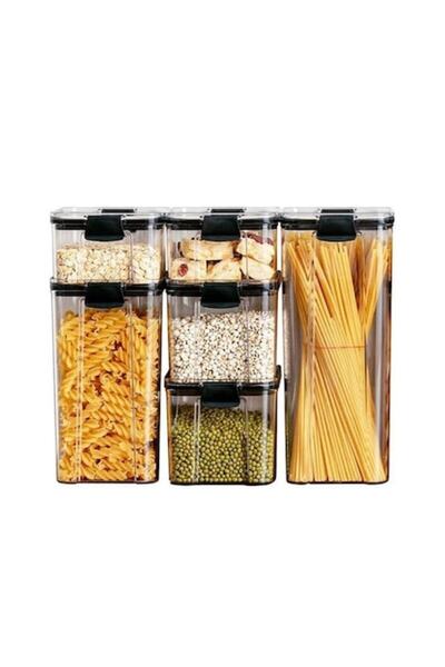 DAMUR Set of 6 Plastic Containers, Airtight, 2x460ml, 2x700ml, 1x1300ml, 1x18...