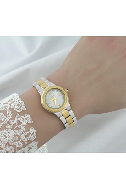 everd ساعة نسائية - ذهبي وفضي، ميناء رمادي من عرق اللؤلؤ