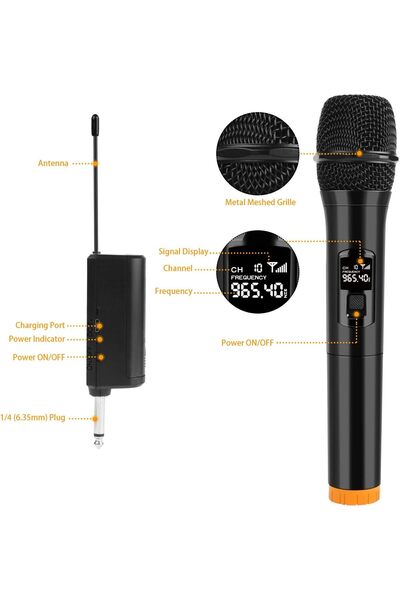 HYX Wireless Dual Handheld Dynamic Karaoke Microphone Set with Rechargeable Receiver (SMARTSWORD)