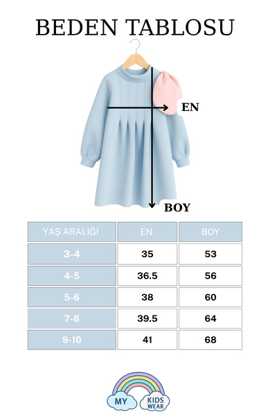 My Kids Wear Kız Çocuk Şık Dökümlü Doğum Günü Elbisesi 3-10 Yaş 12237