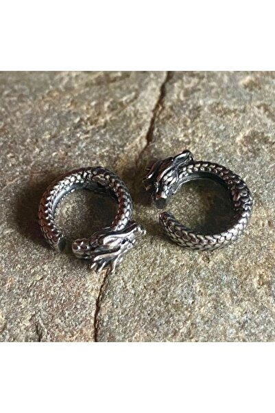 Viking Dragon Design S+ Quality 316L Stainless Tarnish-Free Steel Compression Earrings Pair