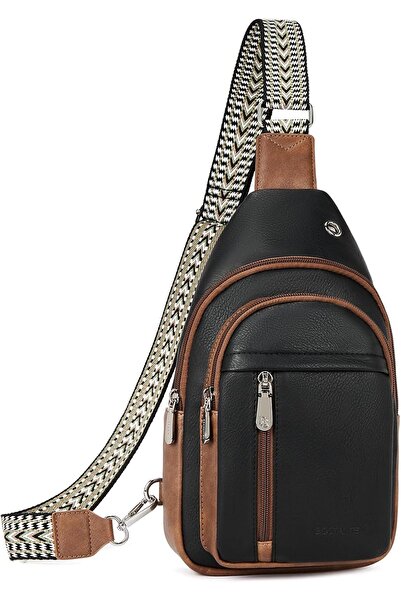 BOSTANTEN Sling Crossbody Leather Bag with Adjustable Guitar Strap