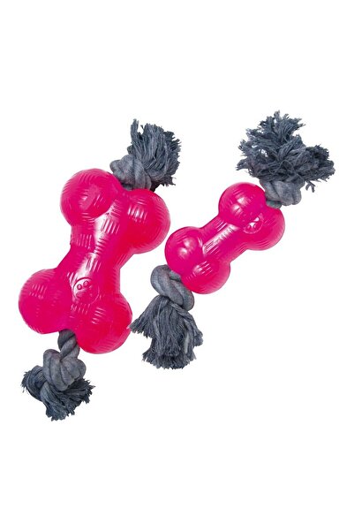 Gloria Jucărie de mestecat pentru câini TPR cu șnur roz, mărimea M (14 cm)