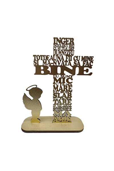 T&M Personalizare Wooden cross with prayer "Angel, my little angel", boy symb...