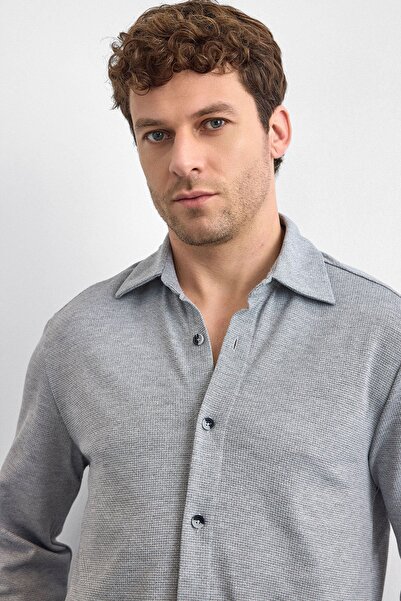 Back And Bond Gray Regular Fit Knitted Shirt