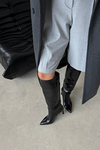 wolk shoes Cizme de damă Nadiya cu toc înalt din piele încrețită