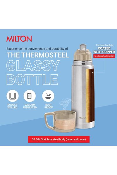 Milton 1000ml Double-Wall Vacuum Thermal Flask - 24hr Hot & Cold, 18/8 Stainless Steel, Leakproof (G