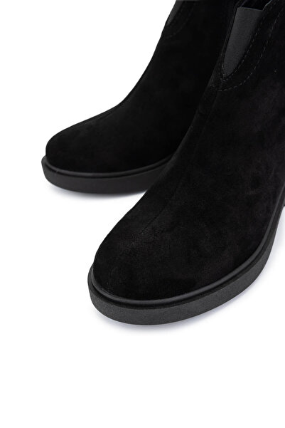 Tamer Tanca Kadın Hakiki Deri Siyah Süet Topuklu Bot