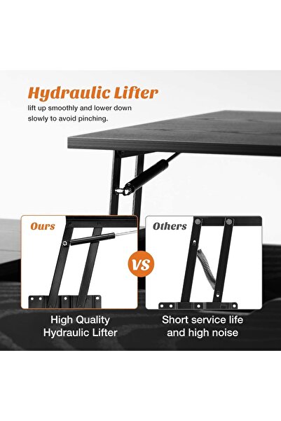 Chulovs Lift-Top Coffee Table with Hidden Storage, Black