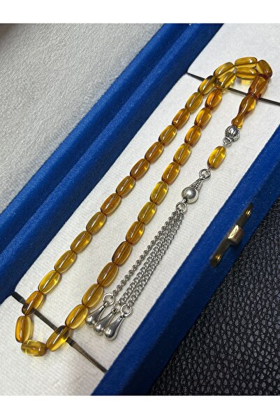 sitre Ateş Kehribar Tesbih (Gümüş Kaplama Püskül)