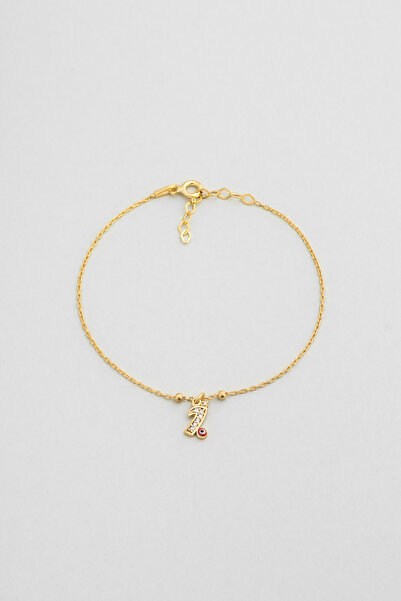 So CHIC... İ Harfi 18 Ayar Sarı Altın Kaplama 19 Cm Gümüş Nazar Bileklik