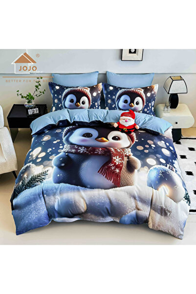 JOJO HOME 5D bedding set, 6 pieces, with elastic, Digital print, with elastic, 180x200cm, Baby penguin