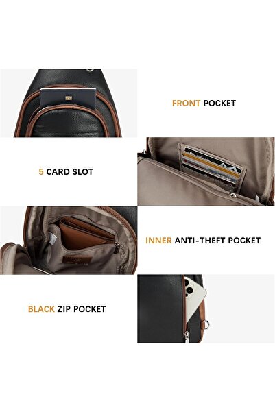 BOSTANTEN Sling Crossbody Leather Bag with Adjustable Guitar Strap