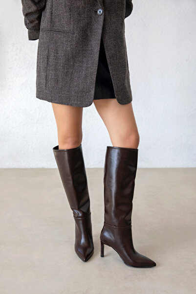 wolk shoes Cizme de damă Nadiya cu toc înalt din piele încrețită