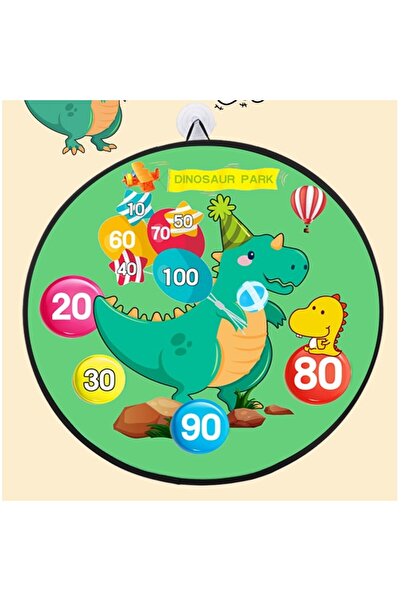 Flippy Darts Game for Kids, 70 cm Folding Board, 8 Velcro Balls, 2 Light-up Balls, Dinosaur Park, Gr