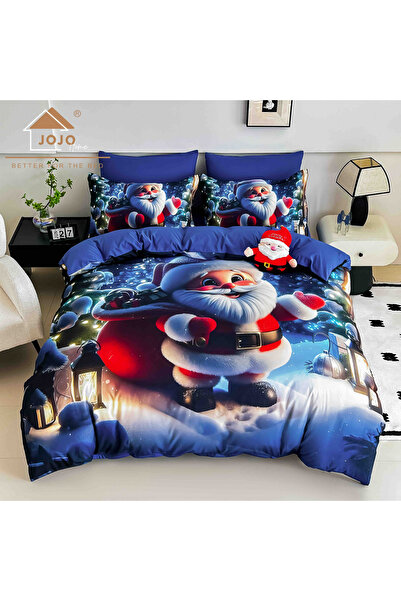 JOJO HOME 5D bedding set, 6 pieces, with elastic, Digital print, with elastic, 180x200cm, Santa
