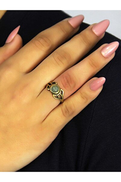 esha خاتم نسائي قابل للتعديل من الحجر الطبيعي العقيق الأخضر والحجر الطبيعي طر...