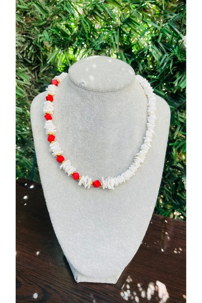 wanwa aksesuar Natural Stone Matte White Coral Necklace