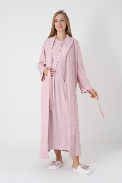 Lohusa Homewear طقم ملابس نوم نسائية للحوامل مكون من قطعتين بتصميم دانتيل مزي...