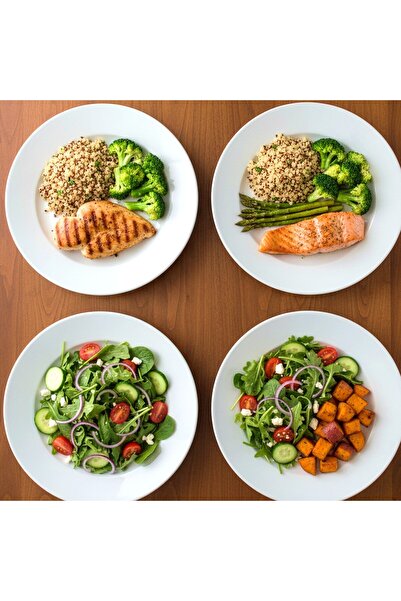 Houzi 16 Pcs Opal ware Dinner Set 4 c Dinner plate 4 x Dessert plate 4 x Bowl 4 x Cup and saucer