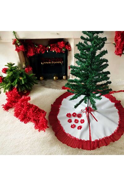 MODA NUR Christmas Pine Tree Bottom Cover, Pine Tree Foot Carpet Cover, Red Color, Plush, 85 cm